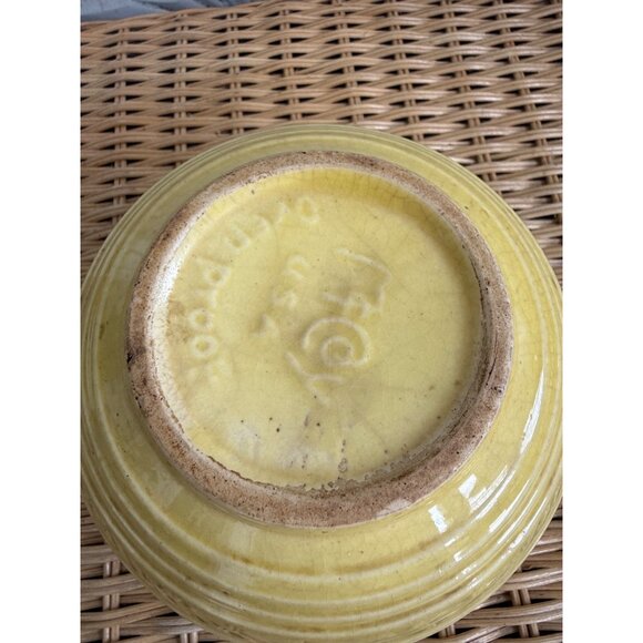 Vintage 30's McCoy Yellow Ribbed Mixing Bowl 7" Farmhouse Primitive - Picture 8 of 11